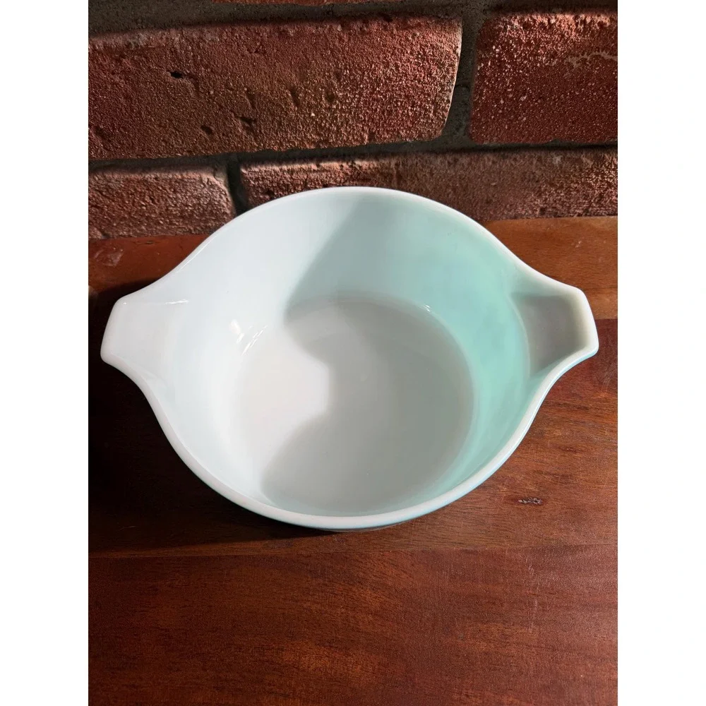 Vintage Pyrex Amish Butterprint Casserole Dishes Set, Turquoise Milk Glass